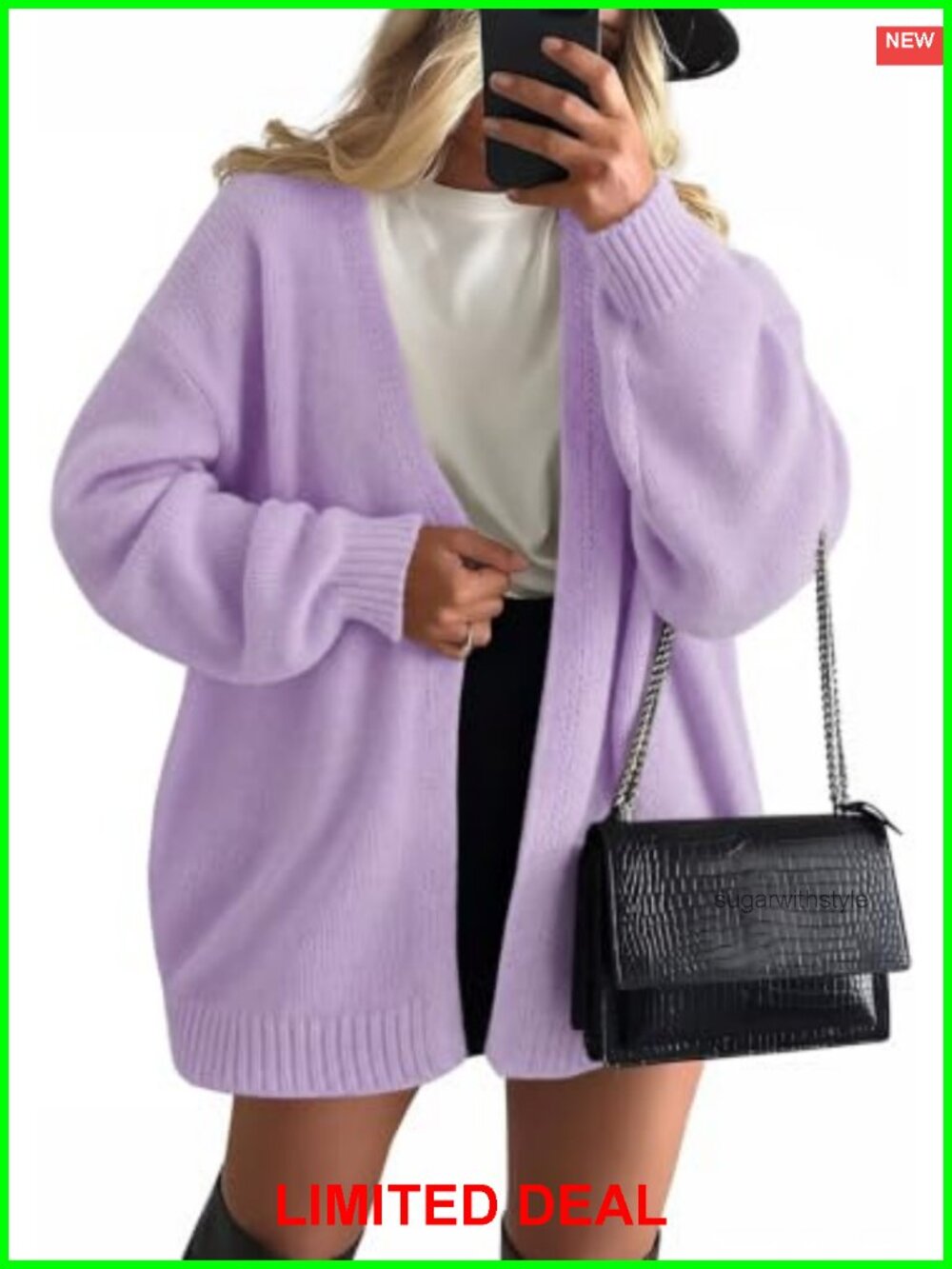 Oversized Cable Knit Open Front Cardigan Loose Fit Women's Sweater